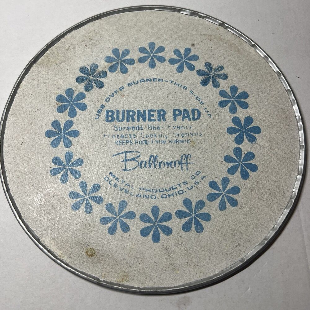 Vintage Ballonoff Stove Burner Pad Heat Diffuser Blue Flowers Metal Products